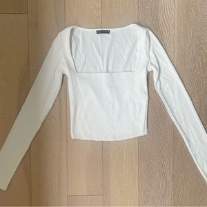 Zara long sleeve slinky square neck top